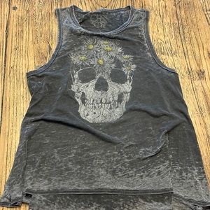 Chaser Skull Daisies Burnout Tank Top